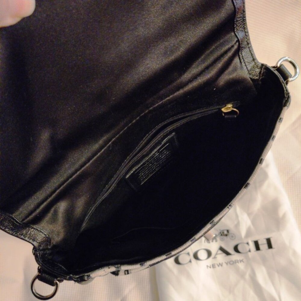 Coach Madison Sadie Top Handle or Crossbody in Black/Cream EUC + NWT Gold Chain - Picture 15 of 16